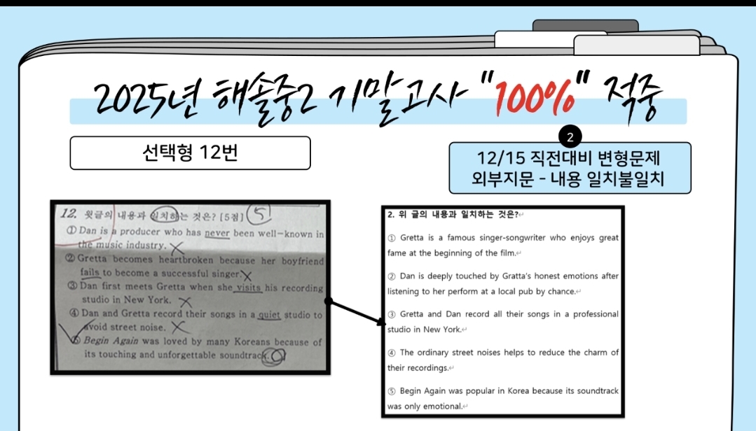 사동 영어학원 크랩영어 적중 시험지 5