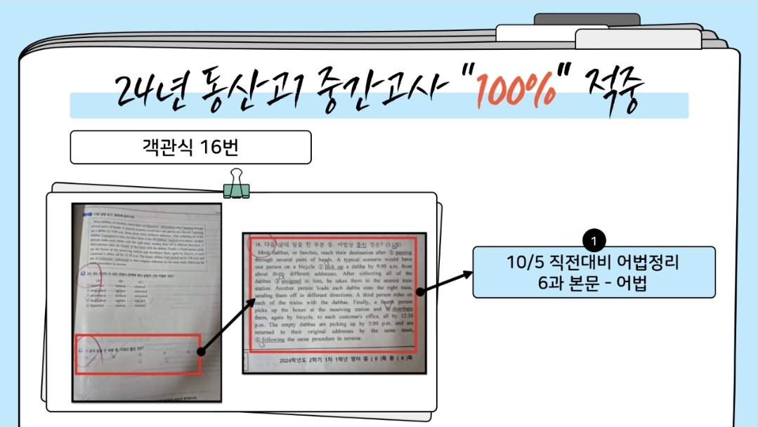 사동 영어학원 내신 영어 시험 적중 8